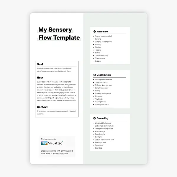 My Sensory Flow Template resource preview