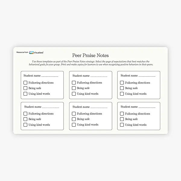 Peer Praise Notes resource preview
